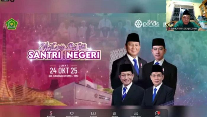 Komitmen Madrasah untuk Bangsa: MTsN 4 Bungo Hadir di Puncak Acara Malam Bakti Santri 2025