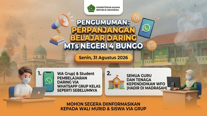 Langkah Responsif MTsN 4 Bungo Perpanjang PJJ, Pastikan Perlindungan dan Mutu Belajar Siswa Langkah Responsif MTsN 4 Bungo Perpanjang PJJ, Pastikan Perlindungan dan Mutu Belajar Siswa