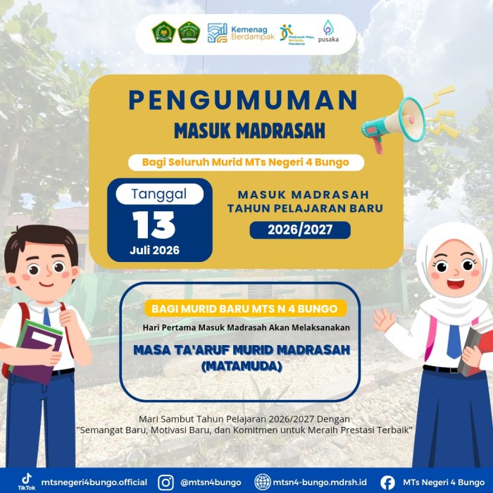 Sambut Tahun Pelajaran Baru 2026/2027, MTsN 4 Bungo Siap Gelar MATAMUDA Bagi Murid Baru