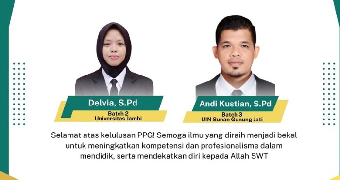 Melangkah ke Level Profesional: Dua Guru MTsN 4 Bungo Raih Gelar Pendidik Bersertifikat PPG 2025 Melangkah ke Level Profesional: Dua Guru MTsN 4 Bungo Raih Gelar Pendidik Bersertifikat PPG 2025