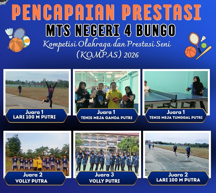 Membanggakan! MTsN 4 Bungo Tunjukkan Taring di Kompas 2026, Dominasi Cabang Atletik hingga Tenis Meja