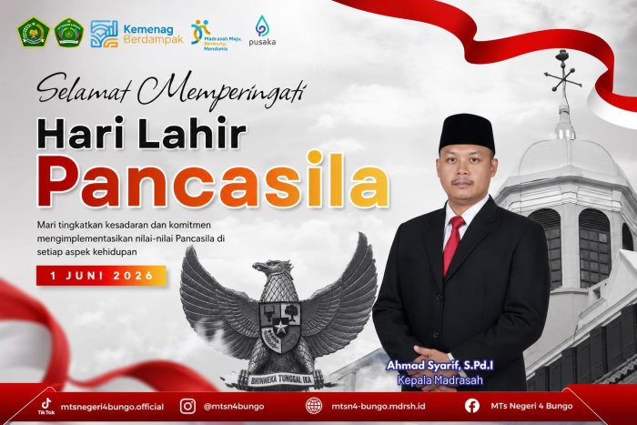 Keluarga Besar MTsN 4 Bungo Ucapkan Selamat Hari Lahir Pancasila 2026